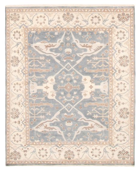Bordered  Traditional Blue Area rug 6x9 Indian Hand-knotted 370216