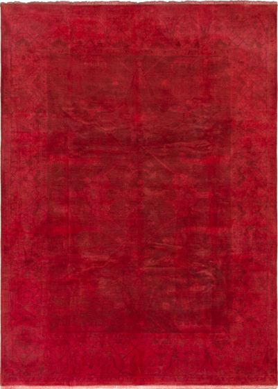 Bordered  Transitional Red Area rug 9x12 Indian Hand-knotted 283679