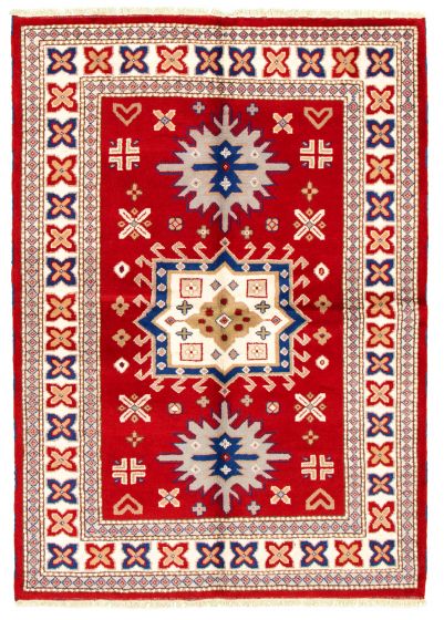 Bordered  Traditional Red Area rug 5x8 Indian Hand-knotted 346278