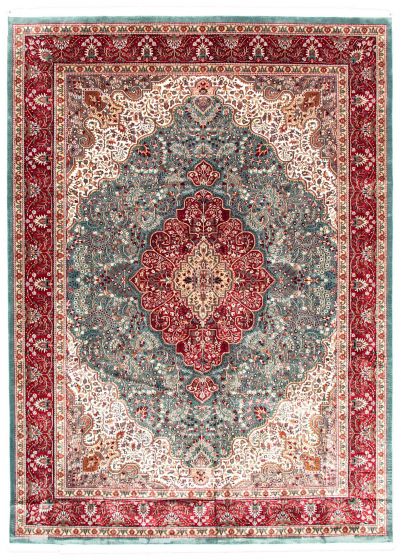 Bordered  Traditional Green Area rug 9x12 Indian Hand-knotted 348555