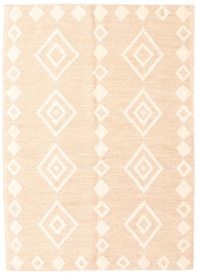Carved  Moroccan Brown Area rug 4x6 Indian Hand-knotted 348769
