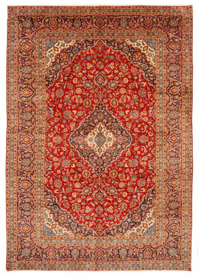 Bordered  Traditional Red Area rug Unique Persian Hand-knotted 366389