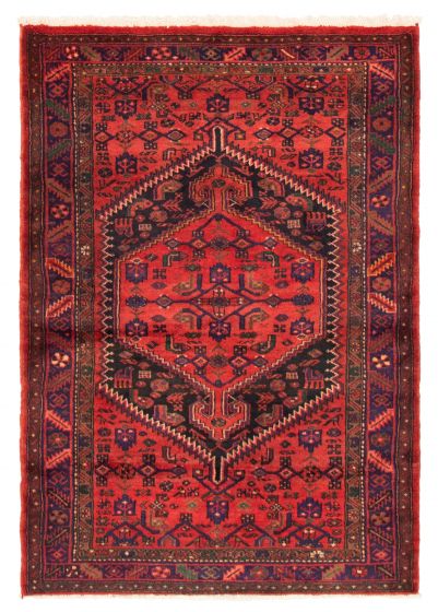 Bordered  Traditional Red Area rug 4x6 Persian Hand-knotted 371917