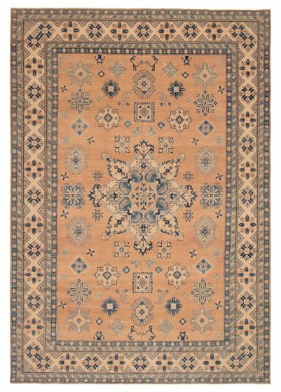 Geometric  Vintage/Distressed Brown Area rug 10x14 Afghan Hand-knotted 392247