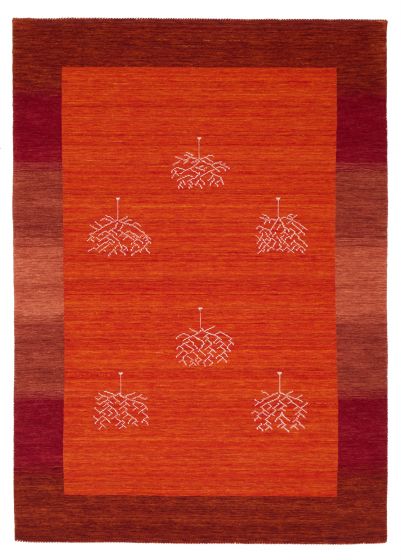Gabbeh Transitional Red Rectangle 6x8 Indian Hand Loomed 423902