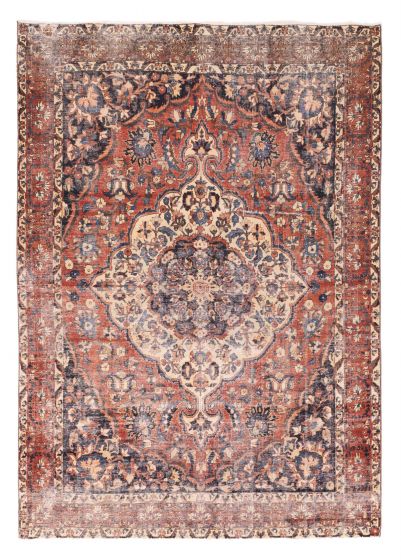 Traditional Vintage/Distressed Red Rectangle 7x10 Turkish Hand-knotted 425810