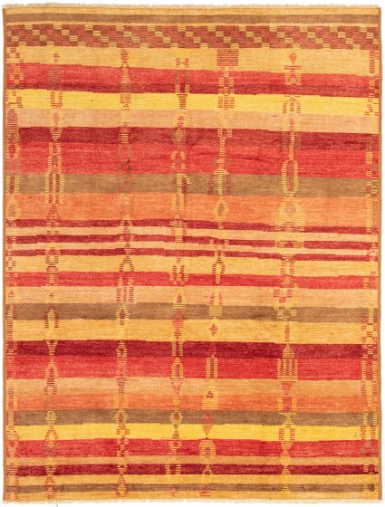 Casual  Transitional Red Area rug 9x12 Indian Hand-knotted 302792