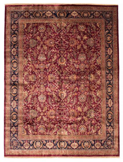 Bordered  Traditional Red Area rug 12x15 Indian Hand-knotted 335688