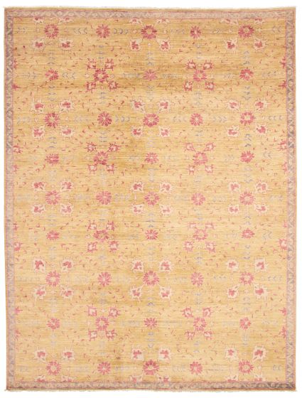 Bordered  Transitional Brown Area rug 10x14 Pakistani Hand-knotted 339098