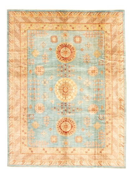 Bordered  Traditional Blue Area rug 9x12 Afghan Hand-knotted 346606