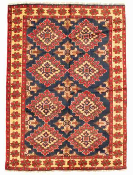 Bordered  Traditional Blue Area rug 4x6 Afghan Hand-knotted 347255