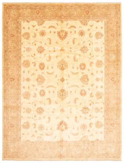 Bordered  Traditional Ivory Area rug 9x12 Afghan Hand-knotted 362424