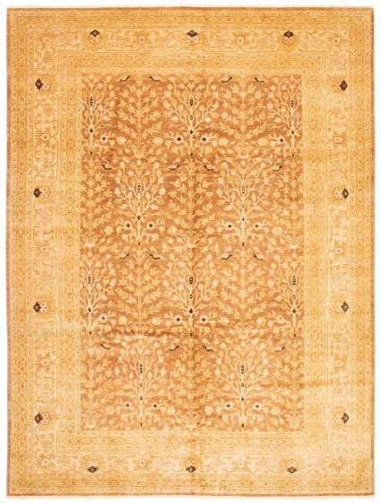 Bordered  Traditional Brown Area rug 10x14 Afghan Hand-knotted 378871