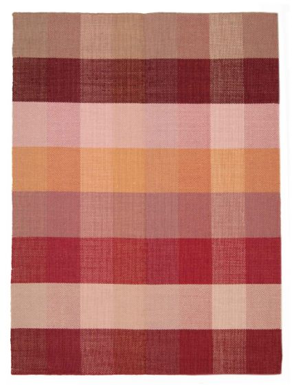 Contemporary/Modern  Transitional Red Area rug 4x6 Indian Flat-Weave 374600