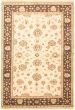 Bordered  Traditional Ivory Area rug 5x8 Indian Hand-knotted 318327