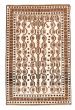 Bordered  Tribal Ivory Area rug 5x8 Afghan Hand-knotted 326370