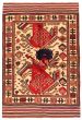 Bordered  Tribal Ivory Area rug 3x5 Afghan Hand-knotted 342604