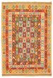 Bordered  Traditional Red Area rug 6x9 Turkish Flat-weave 345923