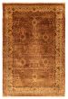 Bordered  Traditional Brown Area rug 5x8 Indian Hand-knotted 349347