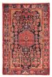 Bordered  Traditional Blue Area rug 4x6 Persian Hand-knotted 371401