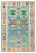 Flat-weaves & Kilims  Geometric Blue Area rug 6x9 Turkish Flat-Weave 374445