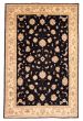 Bordered  Traditional Black Area rug Unique Afghan Hand-knotted 380708