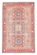Bordered  Geometric Ivory Area rug 5x8 Afghan Hand-knotted 381999