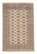 Bordered  Tribal Ivory Area rug 3x5 Pakistani Hand-knotted 382015