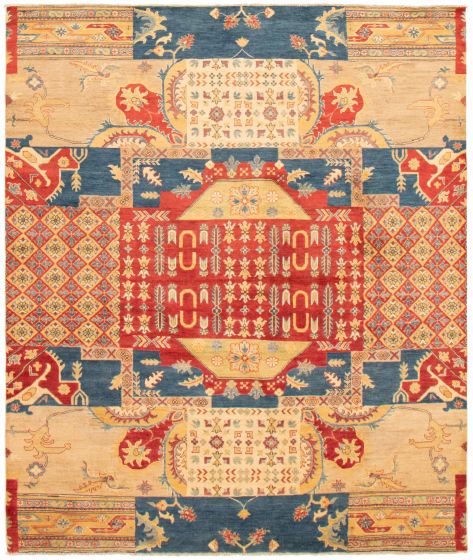 Transitional Red Area rug 6x9 Afghan Hand-knotted 363735