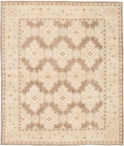 Bordered  Traditional Ivory Area rug 6x9 Turkish Hand-knotted 374010