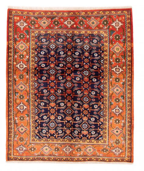 Bordered  Traditional Blue Area rug 4x6 Persian Hand-knotted 383338