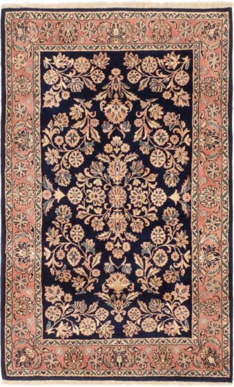 Bordered  Traditional Blue Area rug 3x5 Indian Hand-knotted 283173