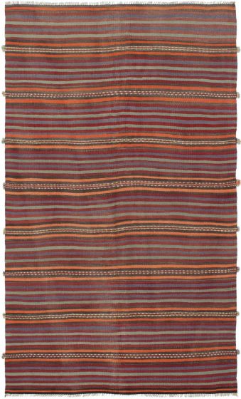 Bohemian  Stripes Red Area rug 5x8 Turkish Flat-Weave 292719