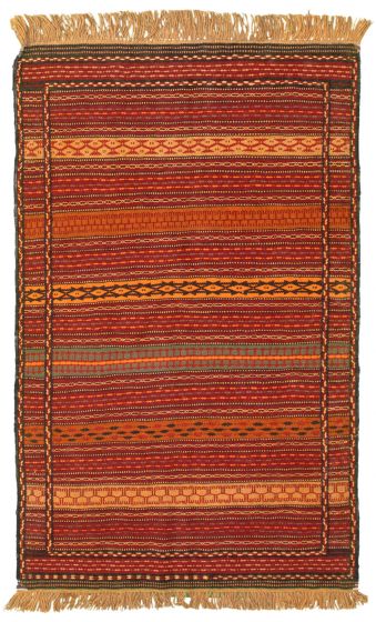 Flat-weaves & Kilims  Stripes Red Area rug 3x5 Turkish Flat-weave 334388
