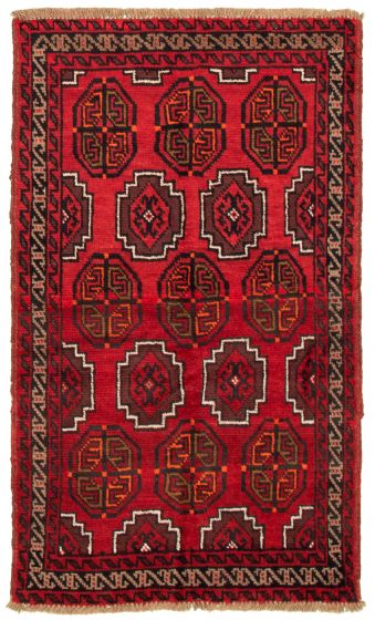 Bordered  Tribal Red Area rug 3x5 Afghan Hand-knotted 335136