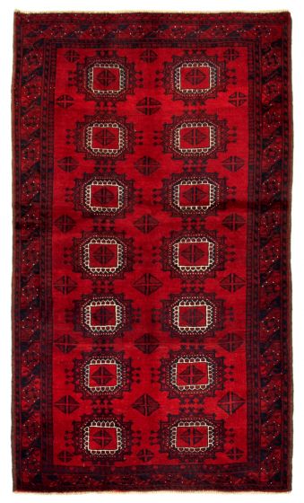 Bordered  Tribal Red Area rug 4x6 Afghan Hand-knotted 343289