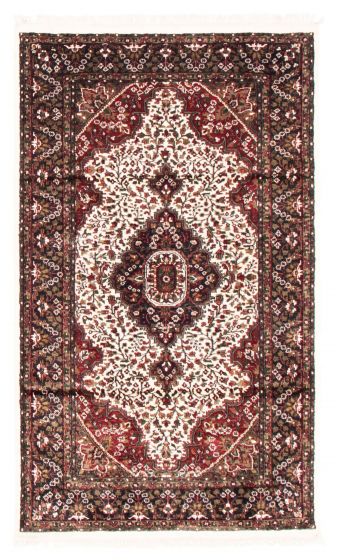 Bordered  Traditional Ivory Area rug 4x6 Indian Hand-knotted 348845