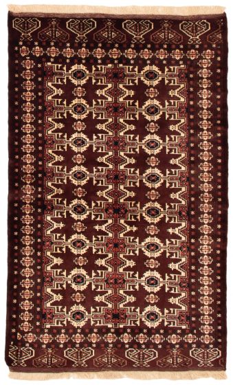 Bordered  Tribal Red Area rug 4x6 Turkmenistan Hand-knotted 352009