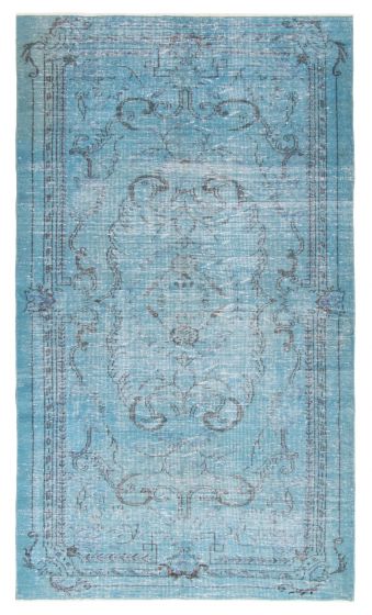 Bordered  Transitional Blue Area rug 5x8 Turkish Hand-knotted 362295