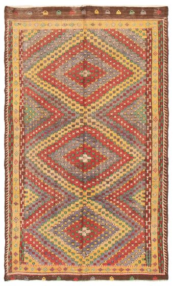 Flat-weaves & Kilims  Geometric Red Area rug 5x8 Turkish Flat-Weave 369833
