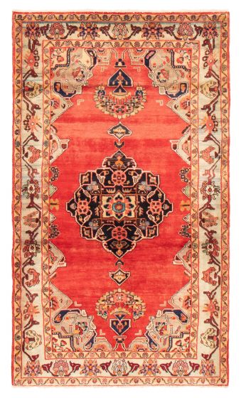 Bordered  Tribal Red Area rug Unique Turkish Hand-knotted 373731