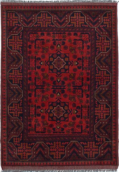 Geometric  Tribal Red Area rug 3x5 Afghan Hand-knotted 235784