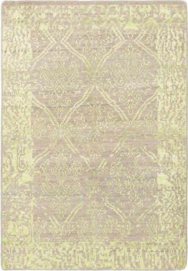 Bordered  Transitional Grey Area rug 3x5 Indian Hand-knotted 283482