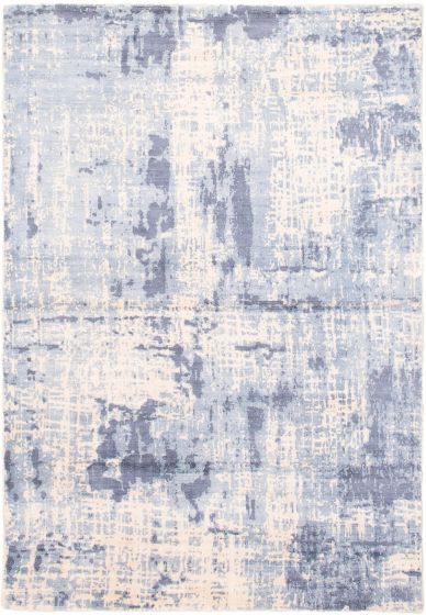 Casual  Transitional Blue Area rug 4x6 Indian Hand-knotted 307747