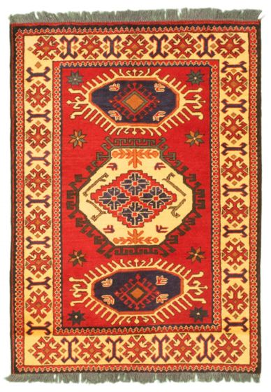 Bordered  Traditional Red Area rug 3x5 Afghan Hand-knotted 347293