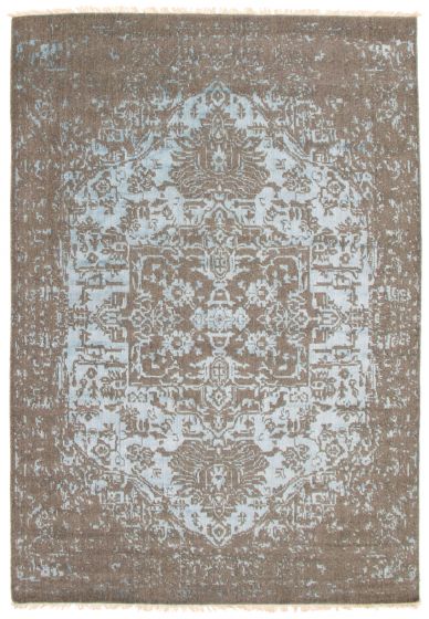 Transitional Grey Area rug 6x9 Indian Hand-knotted 349056