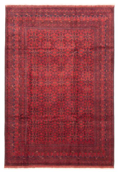 Bordered  Traditional Red Area rug 6x9 Afghan Hand-knotted 360214