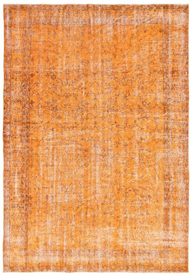 Bordered  Transitional Orange Area rug 8x10 Turkish Hand-knotted 361935