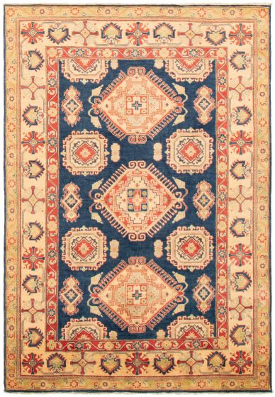 Bordered  Traditional Blue Area rug 5x8 Afghan Hand-knotted 363891