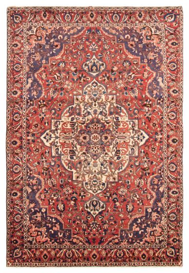 Bordered  Traditional Red Area rug 6x9 Persian Hand-knotted 366019